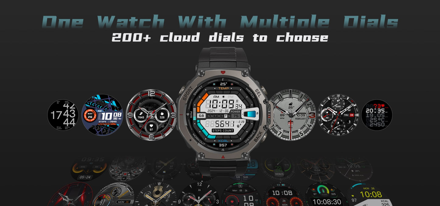 Novo Smartwatch Militar GPS de Banda Dupla T-Rex 3 Pro 48mm Resistente à Água 10ATM Bateria de 500mAh Bússola Altímetro AGPS