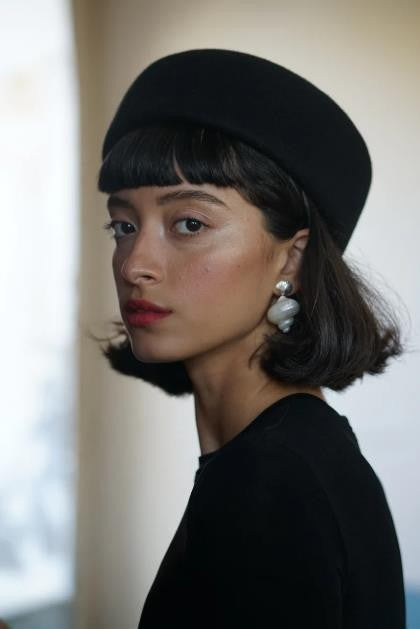 Autumn Winter Women Wool Fedoras Hats Elegant French Hard Top Concave Top Felt Berets Hat  Wedding Fascinator Party Pillbox Cap