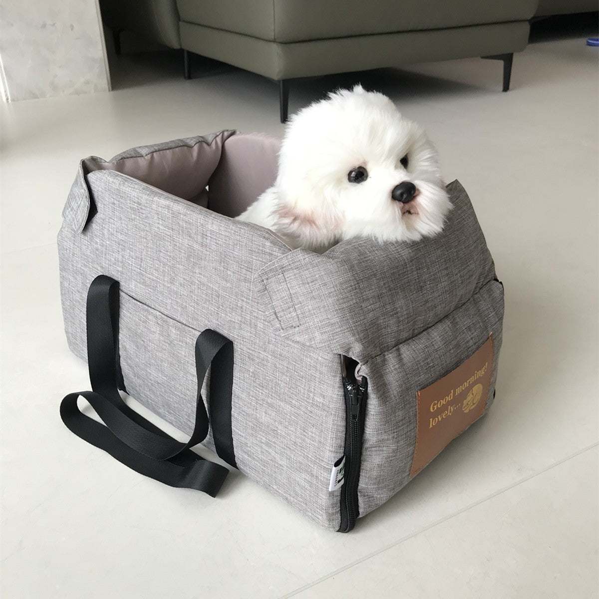 Assento de Carro para Cães Pequenos Assento para Console Central Assento Elevado para Carro Cesta de Transporte para Cães Portátil para Gatos Bolsa de Viagem de Segurança