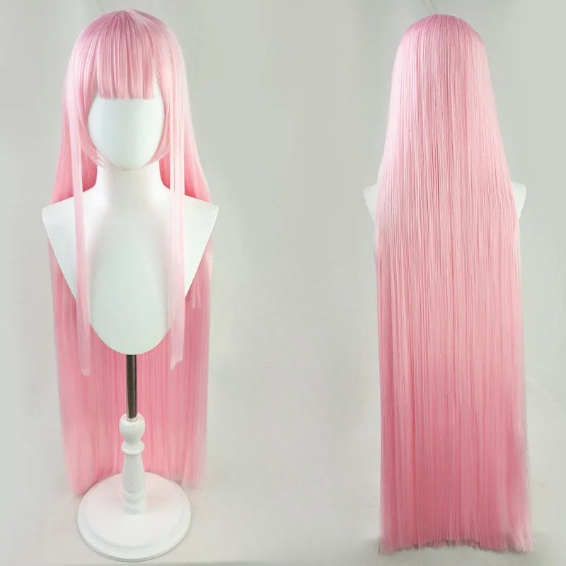 Pink Straight Bangs Long Straight Hair Synthetic Wig Anime Character Zero Two's Signature Wig Live Performance Party Show