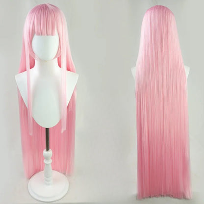 Pink Straight Bangs Long Straight Hair Synthetic Wig Anime Character Zero Two's Signature Wig Live Performance Party Show