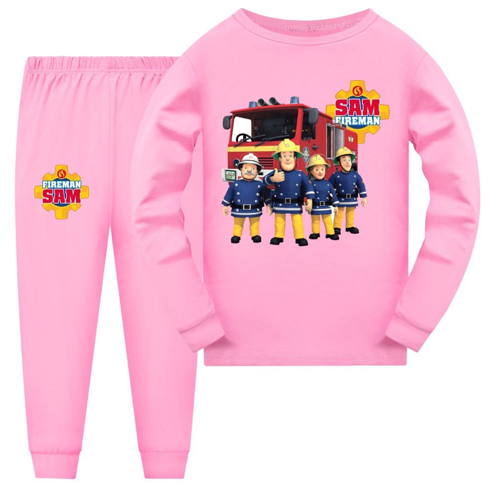 Anime Fireman Sam Clothes Kids Fire Fighting Pajama Sets Baby Girls Homewear Toddler Boys Nightwear Children Long Sleeve Pijamas