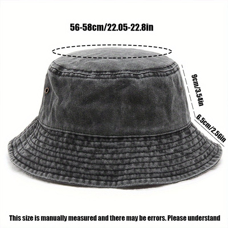 Panda Embroidery Washed Cotton Bucket Hat for Men Women Vintage Wide Brim Sun Protection Adjustable Outdoor Fishing Beach Cap