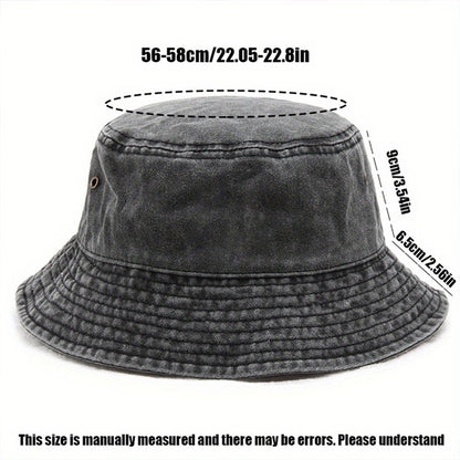 Panda Embroidery Washed Cotton Bucket Hat for Men Women Vintage Wide Brim Sun Protection Adjustable Outdoor Fishing Beach Cap