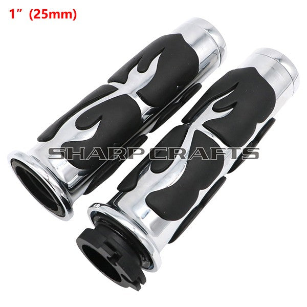 1" 25mm & 7/8'' 22mm Billet Rubber Flame Spike Hand Grips For Harley Honda Kawasaki Suzuki Yamaha  Bikes Cruiser Chopper Custom