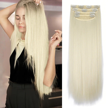 Kit 4 Peças Aplique Tic Tac Cabelo Sintético 20 Polegadas Cacheado Longo Grosso Para Mulheres Cabeça Inteira extensões de cabelo sintéticas