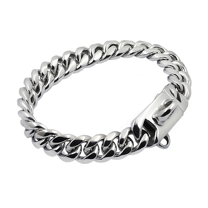 Coleira de Metal para Cães Aço Inoxidável Choker para Pets Corrente Cubana Dourada 14mm de Largura Guia para Cães Pequenos, Médios e Grandes Acessórios para Pets