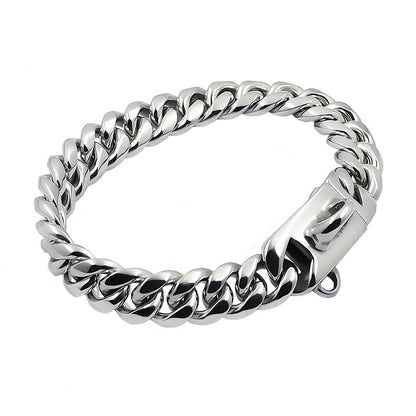 Coleira de Metal para Cães Aço Inoxidável Choker para Pets Corrente Cubana Dourada 14mm de Largura Guia para Cães Pequenos, Médios e Grandes Acessórios para Pets