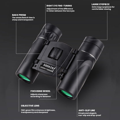 Binóculos 500x25 Telescópio de Longo Alcance HD Poderoso Binóculos Profissionais Equipamento para Acampamento Caça Observação de Pássaros