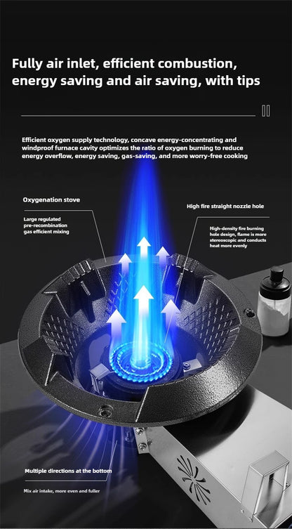 Fogão de Baixa Pressão com Chama Forte, Proteção contra Extinção de Chamas por Ventilador, Tubulação de Gás Natural, Fogão Comercial a Gás com Economia de Energia