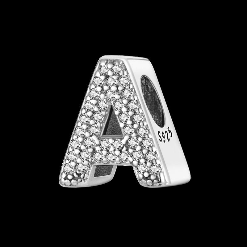 Fit Original Bangle Bracelet DIY A-Z Alphabet Charms Bead 925 Sterling Silver CZ Zircon LOVE Letter Dangle Pendant Jewelry Gift
