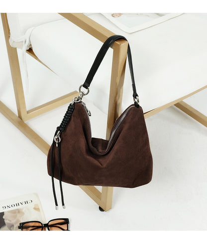 Hifashion Vintage Suede Genuine Leather Underarm Shoulder Bags For Women 2025 Luxury Designer Hobo Tote Office Ladies Handbags