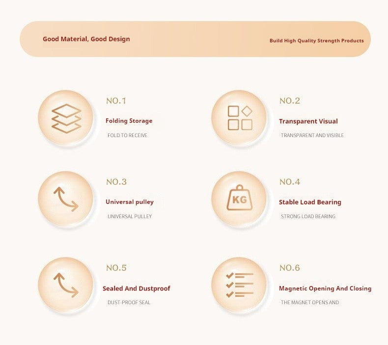 Large Volume Multifunction Folding Living Room Cabinet Closet Organizer With Wheel Stackable Sundries Large Capacity Storage Box