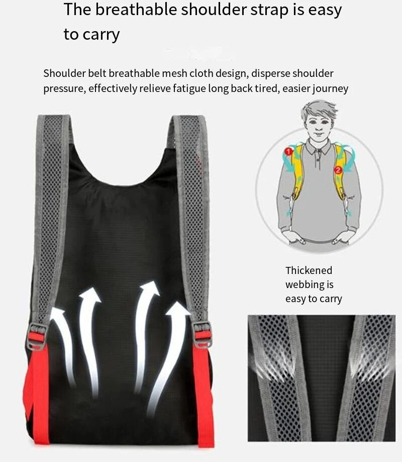 Mochila Dobrável Multifuncional para Exteriores em Nylon Impermeável de Alta Densidade Leve Bolsa Esportiva para Acampamento Caminhada Viagem