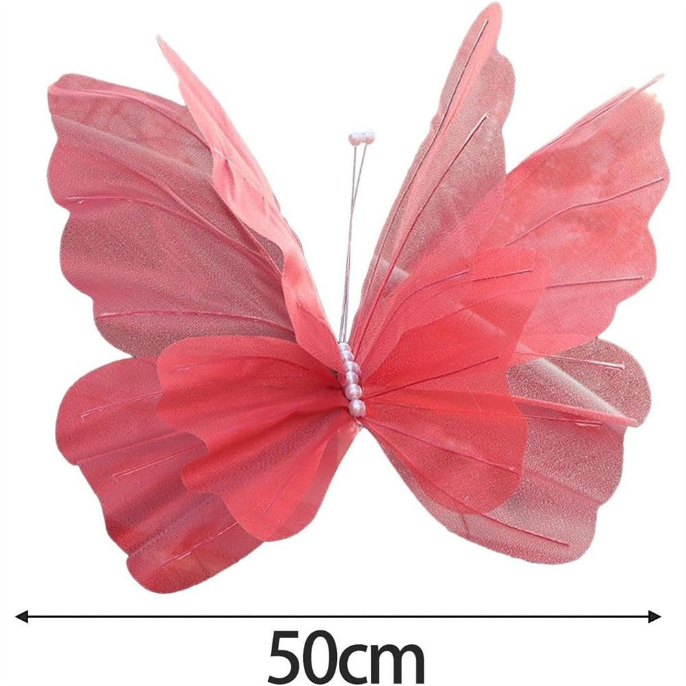 50cm Big Simulation Butterfly 3D Outdoor Shopping Mall Wedding Festival Decoration Hollow Large Hanging Gauze Fake Butterfly