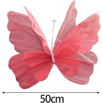 50cm Big Simulation Butterfly 3D Outdoor Shopping Mall Wedding Festival Decoration Hollow Large Hanging Gauze Fake Butterfly