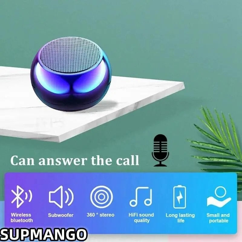 Caixa de som Bluetooth sem fio portátil pequena de metal com subwoofer estéreo e som surround, mini caixa de som Bluetooth externa