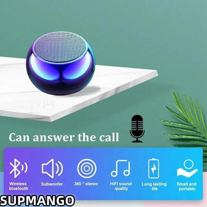 Caixa de som Bluetooth sem fio portátil pequena de metal com subwoofer estéreo e som surround, mini caixa de som Bluetooth externa