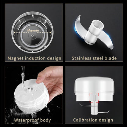 HiPiCok Moedor de Carne Elétrico Triturador de Alho Picador de Alimentos Mini Triturador de Alho Máquina de Moer Legumes USB Utensílios de Cozinha