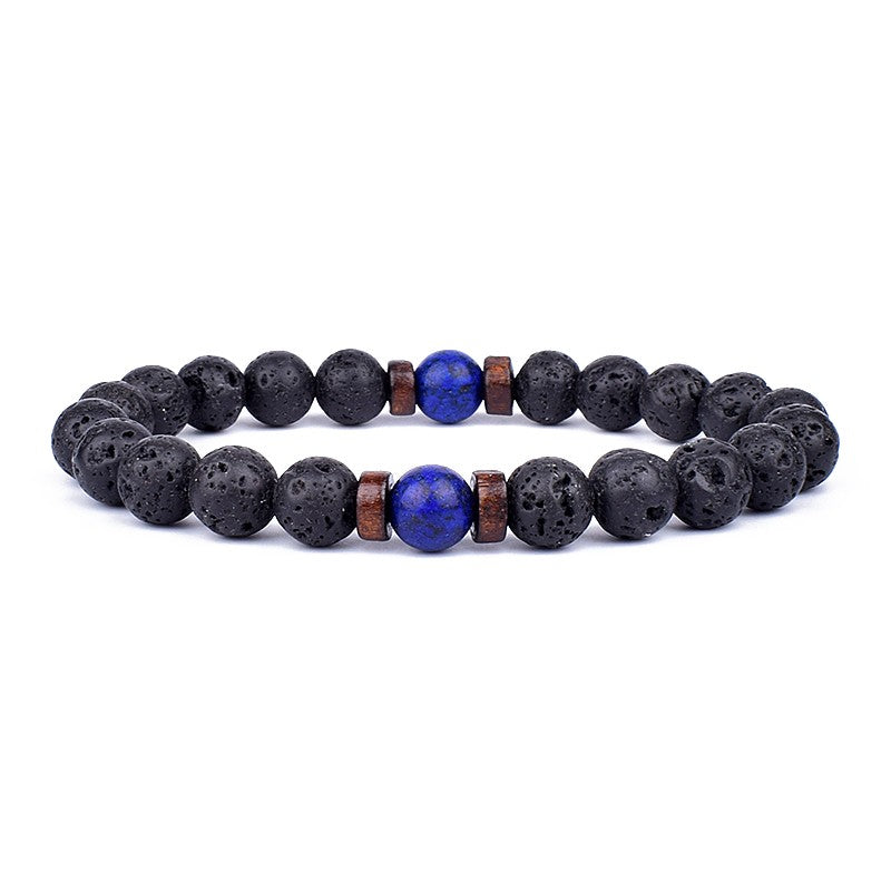 Pulseira de Pedra Vulcânica para Homens Lava Madeira 8mm Contas Pulseira Buda Tibetano Corrente de Pulso Feminina Masculina Jóias Presente Novas Pulseiras