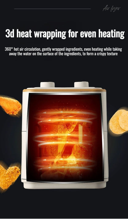 Home Smart Air Fryer Large Capacity Multifunctional Electric Fryer French Fry Machine Cooking Oven integrated Hot fryer Oven