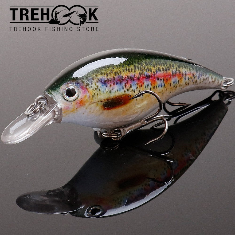 TREHOOK 6cm 10g Black Minnow Iscas de Pesca de Truta Flutuante Dura Wobbler Crankbait Jerkbait Isca Artificial para Baixo e Truta