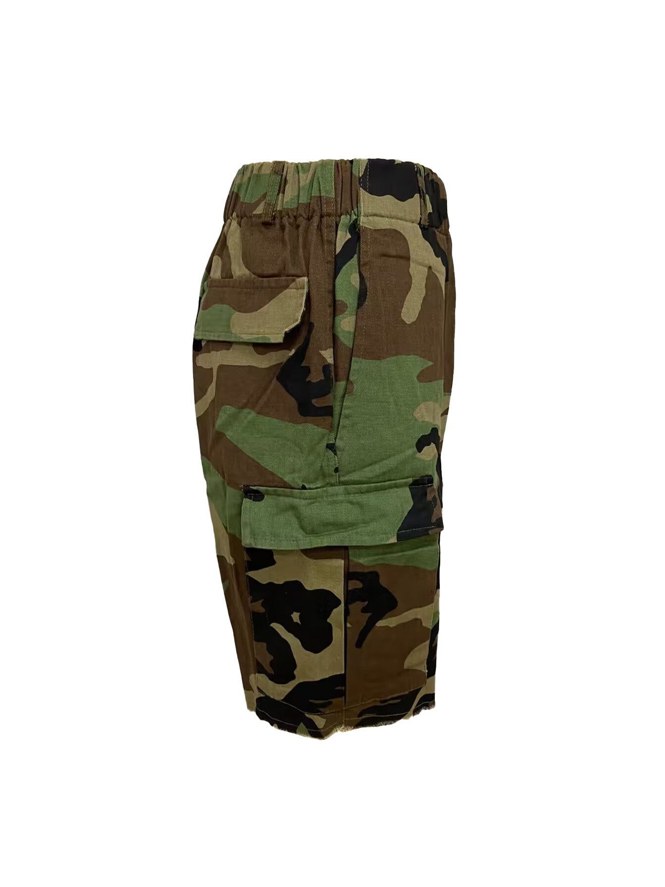 1338 New Product Rubber Waist Printed Camo Multi Pocket Casual Women's Shorts