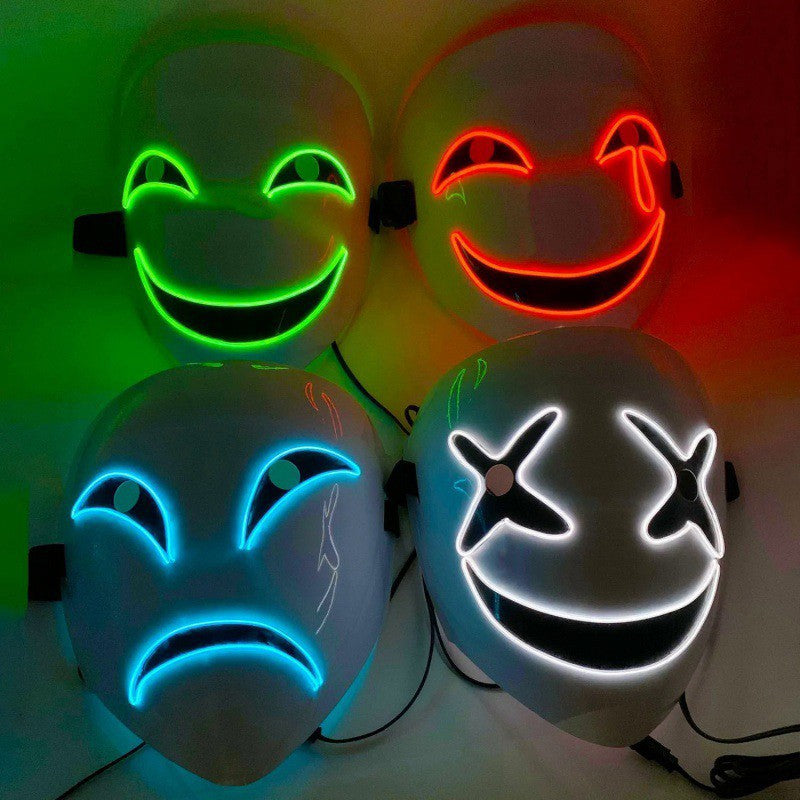 New Creative LED Halloween Clown Glow Mask White Green Blue Red Crying Smile Clown,