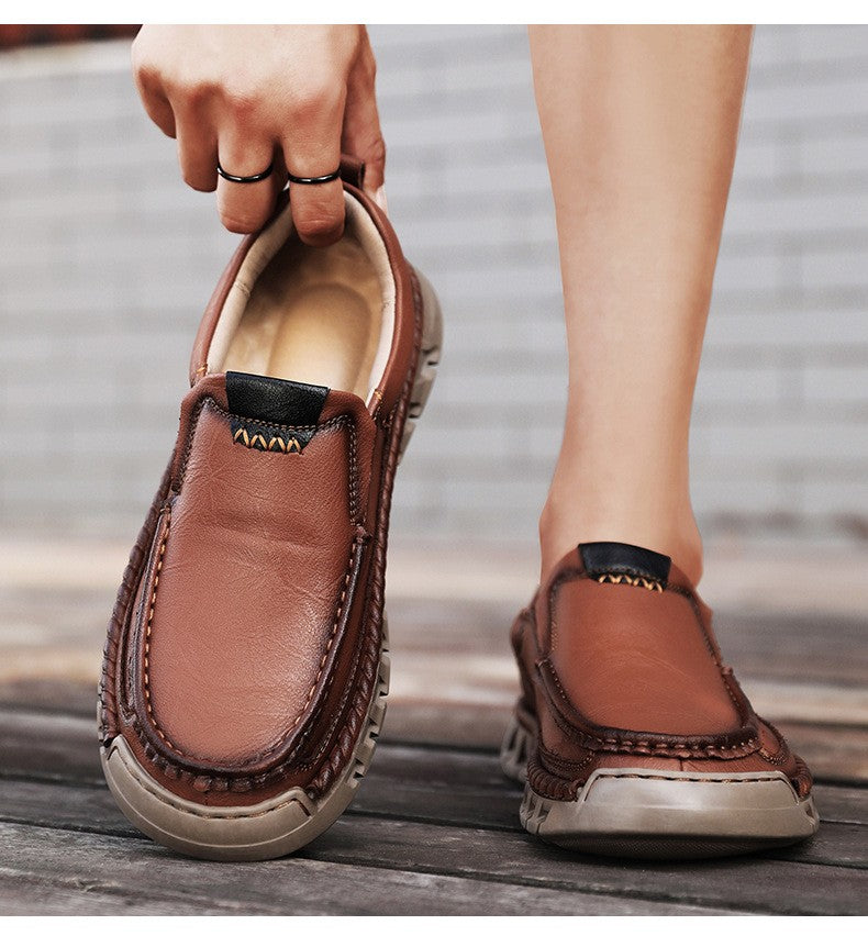 Men Handmade Genuine Leather Loafers Casual Comfortable High Quality Retro Business Shoes Spring and Autumn Men's Dress Shoes