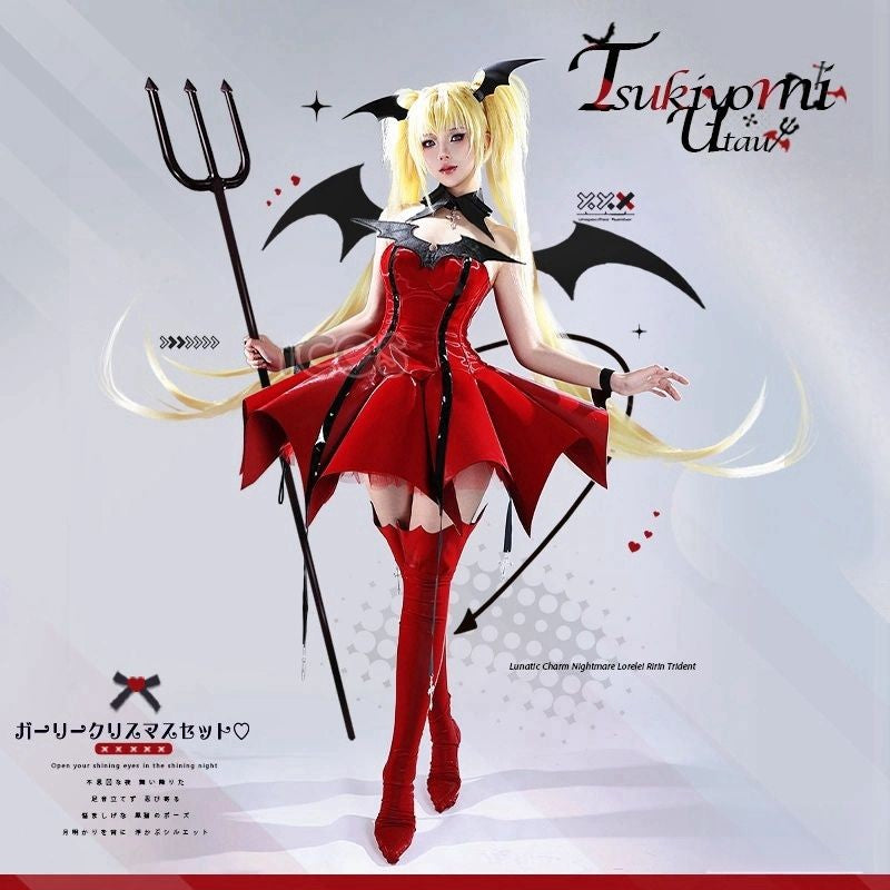 Utau Tsukiyomi Devil Costume Shugo Chara Cosplay Costume Full Set Anime Halloween Party Carnival Stage Performance Show