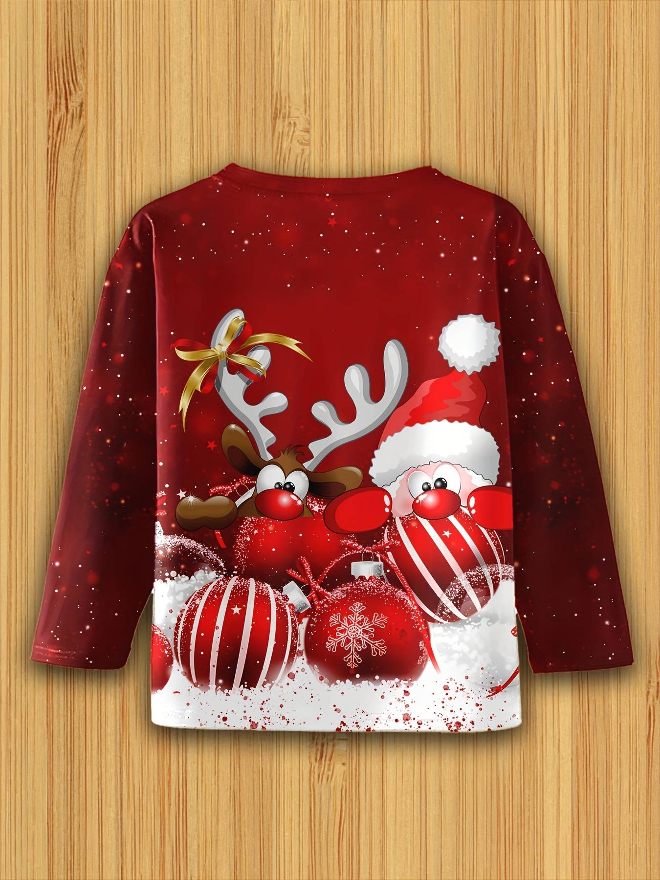 Children's Clothing Boys Tshirt Long Sleeve Santa Claus Print Children Spring Fall Clothes Stylish Christmas Party Girl Clothes