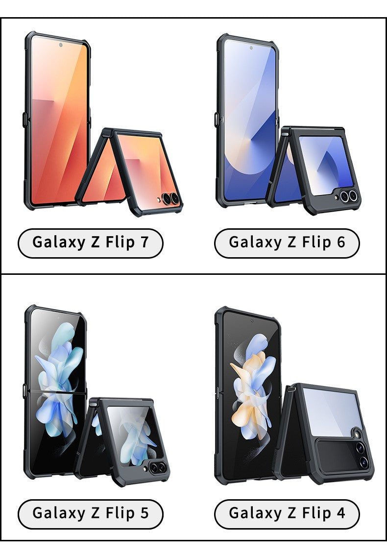 Xundd para Samsung Galaxy Z Flip 7 5 Z Flip 6 7 Capa 5G Airbag à prova de choque Acrílico+TPU+Capa Traseira de Vidro para Flip5 z?? 5 7 ???