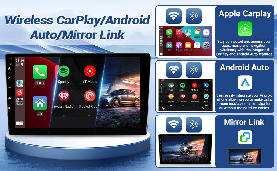 10.1 Inch Wireless Car Radio for Honda Accord 8th 2008-2013 CarPlay Android Auto Touchscreen Car Stereo with Rear Camera GPS FM