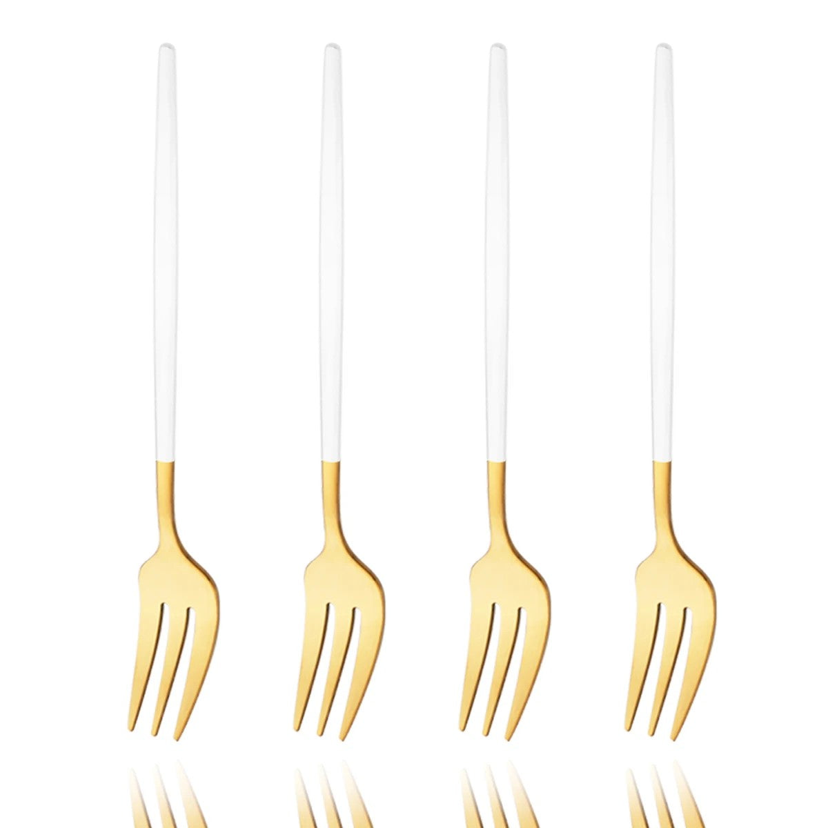 4Pcs Gold Fruit Cake Dinnerware Set Mirror Stainless Steel Tea Fork Set Snack Dessert Fork Small Salad Cutlery Kitchen Utensils