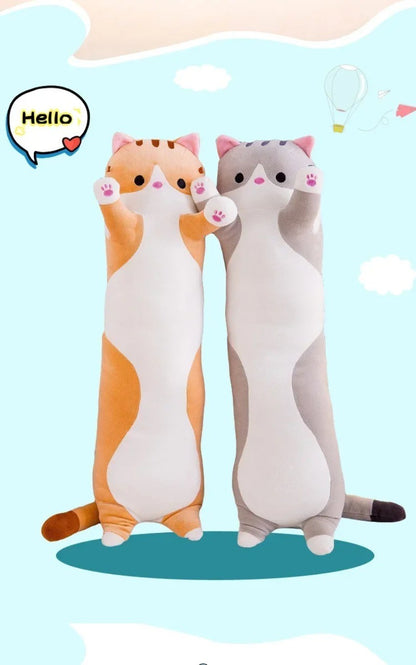 Long Cat Plush Body Pillow Creative Cute Animal Stuffed Cushion Soft Sofa Decorative Throw Pillow Large Sleeping Cushion Decor