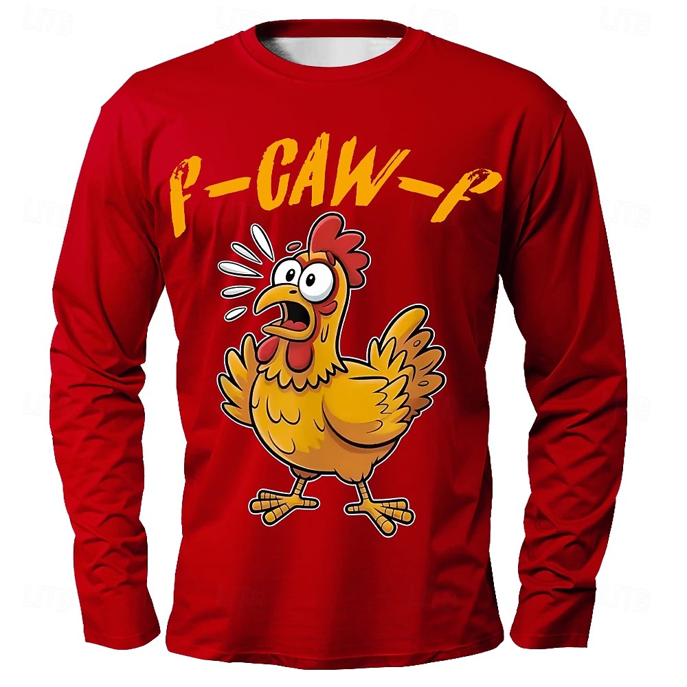 Men's Funny Slang T-shirt Long Sleeve T Shirt 3D Print Crew Neck Shirt Fashion Daily Basic Street Apparel Casual Daily Clothing