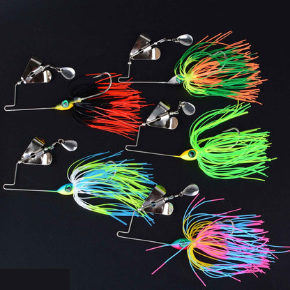 Isca artificial 5Pcs Spinnerbait Bass jig Weedless Buzzbait Wobbler Chatterbait para robalo, lúcio, truta, pesca esportiva