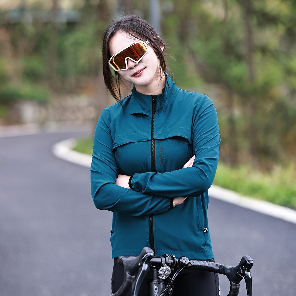 WOSAWE Women Windproof Waterproof Reflective Cycling Jacket MTB Bicycle Long Sleeve Windbreaker Sleeveless Vest Bike Coat