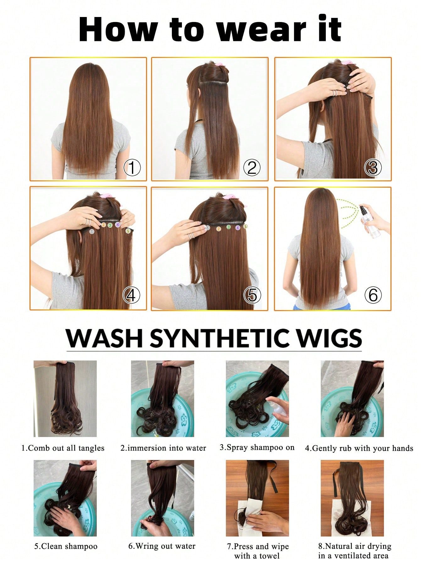 Aosiwig Sintético Super Longo Liso 100cm 5 Presilhas Extensão de Cabelo Natural Preto Loiro Aplique Postiço para Mulheres