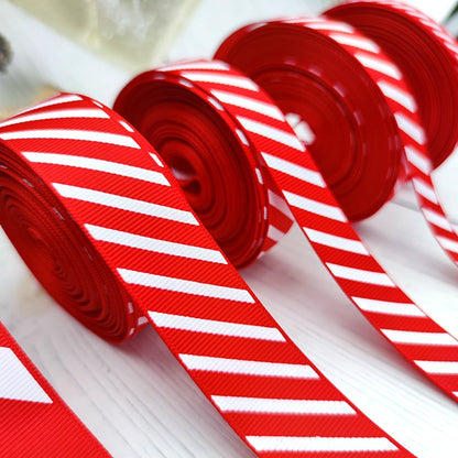 Diagonal Striped Thread Ribbon, 10 Yards Carnival Gift Box Packaging Ribbon for Holiday Scene Christmas Decoration