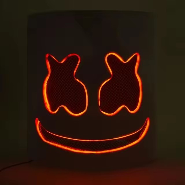 Fashion Luminous LED Mask DJ Costumes Accessories Glow Supplies Neon Light Marshmallow Mask For Music Festival Nightclub Dance
