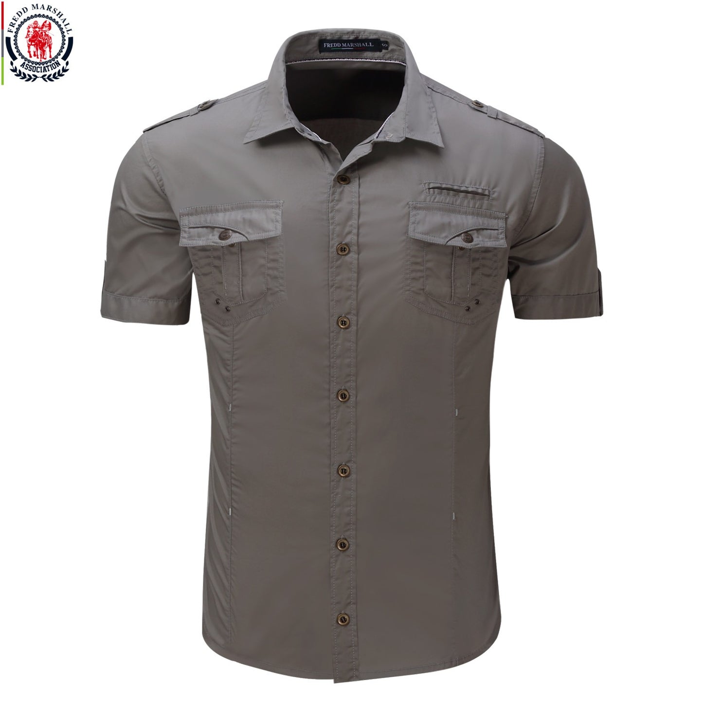 2023 New Fashion Mens Cargo Shirt Casual Shirt Solid Short Sleeve Shirts Multi Pocket Work Shirt Plus Size 100% Polyester Tops