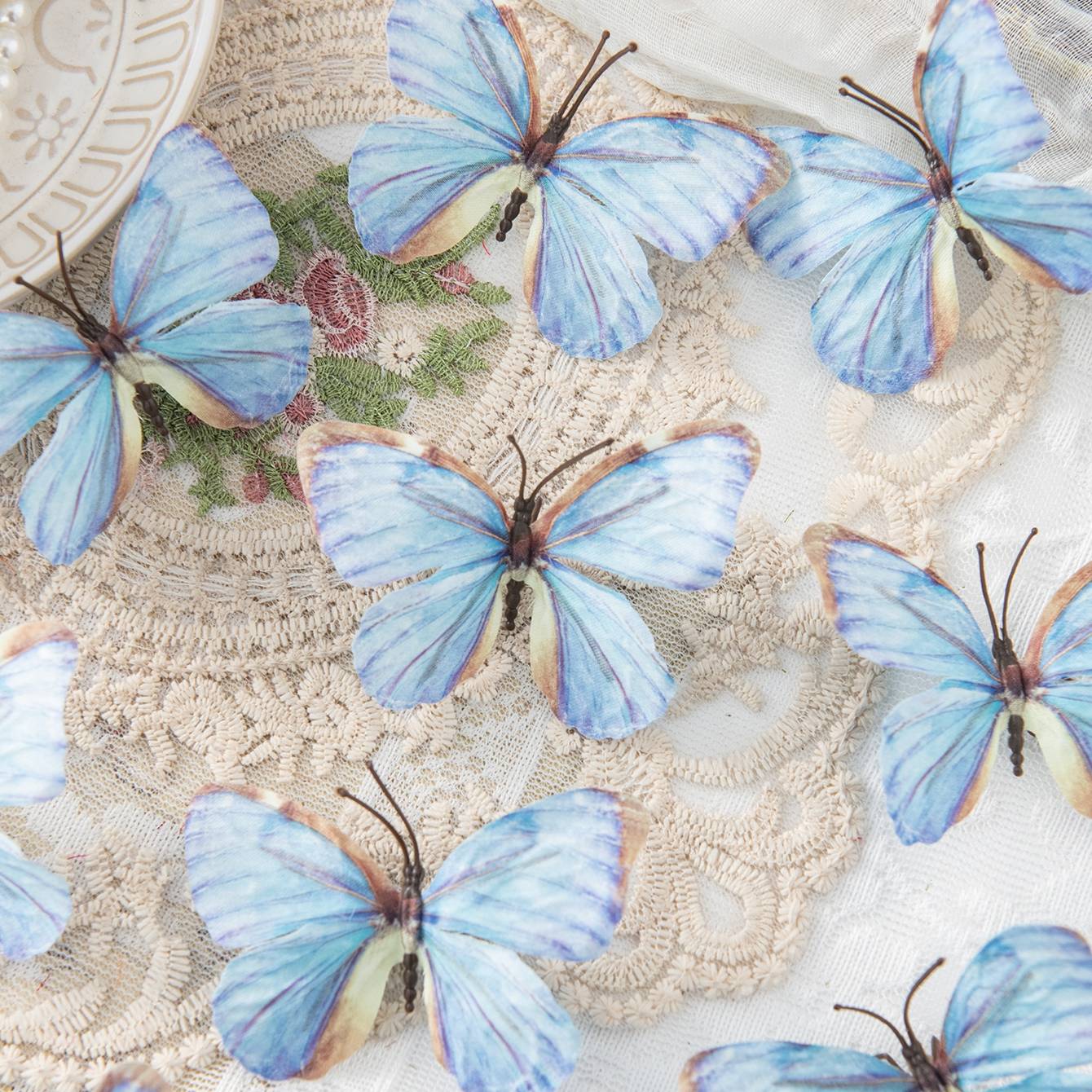 5/10PC Artificial Fake Fluorescent Butterfly Home Room Decor Valentine's Wreath Wedding Bridal Diy Gift Box Accessories Headwear
