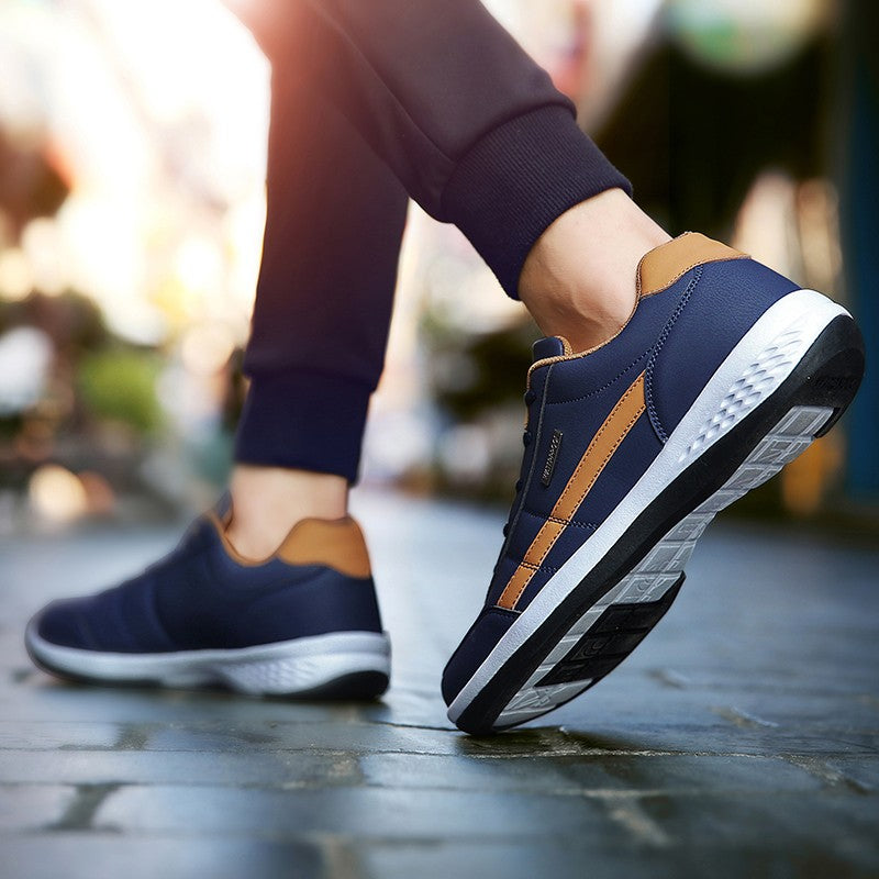 Sapatos masculinos de couro tênis tendência casual italiano respirável lazer masculino tênis calçados antiderrapantes sapatos vulcanizados masculinos
