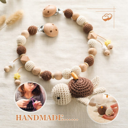 Baby Crochet Stroller Toys Wooden Hanging Ocean Stroller Teething Rattle Bell Animal Mobiles Gym Stroller Pendants Gifts Toys