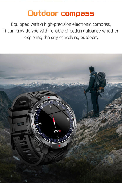 LIGE New Smart Watch Men 1100mah Large Capacity Battery Compass Outdoor 3ATM Waterproof Sports Fitness Bluetooth Call Smartwatch