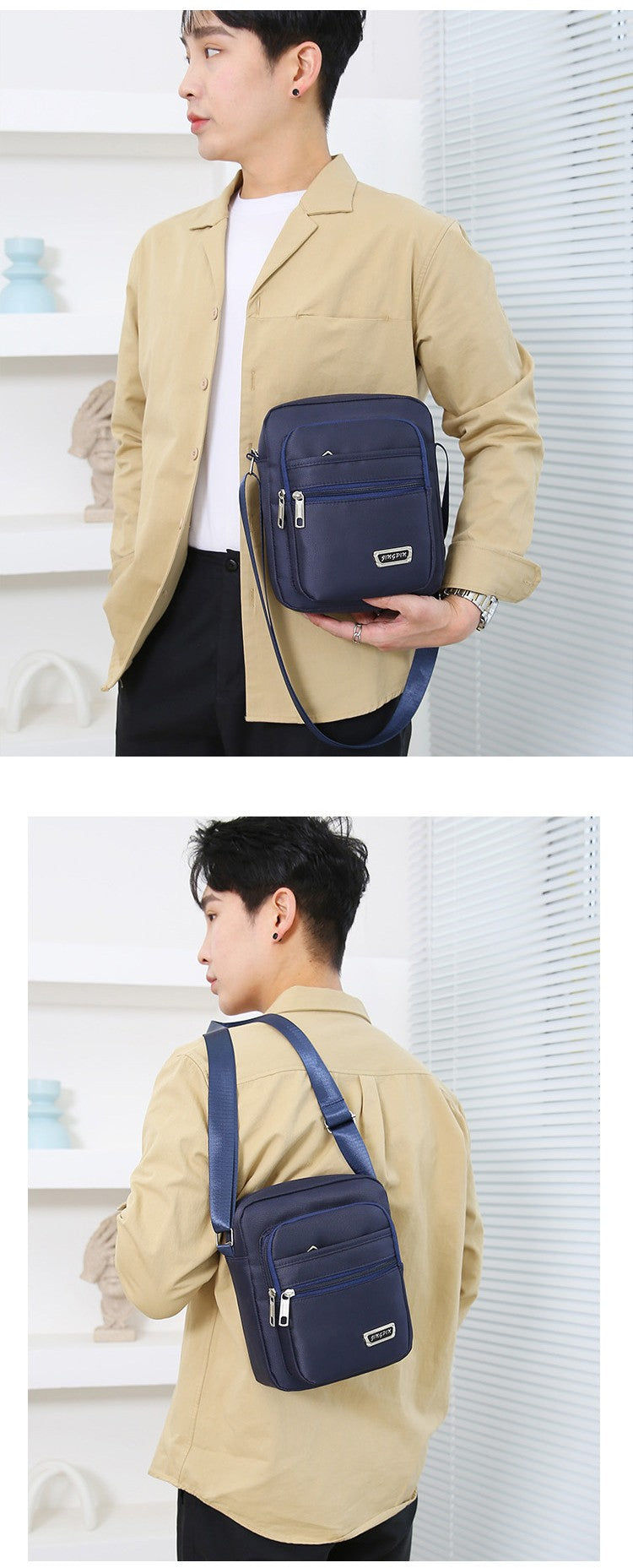 Waist Men's Crossbody Messenger Bags Male Canvas Shoulder Bags Men Handbag Chest Shoulder Belt Bag Casual Large Boy Satchel Grey