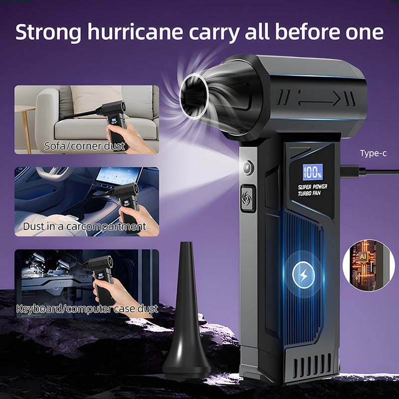 Turbo Fan Wind Pressure Powerful Turbo Air Blower With LED Light Wireless Dust Blower High Speed Jet Blower Vacuum Turbo Jet Fan