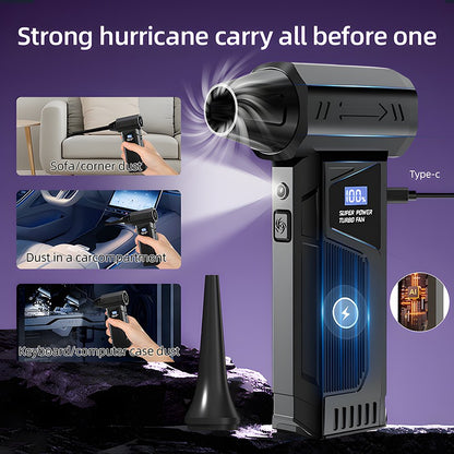 Turbo Fan Wind Pressure Powerful Turbo Air Blower With LED Light Wireless Dust Blower High Speed Jet Blower Vacuum Turbo Jet Fan