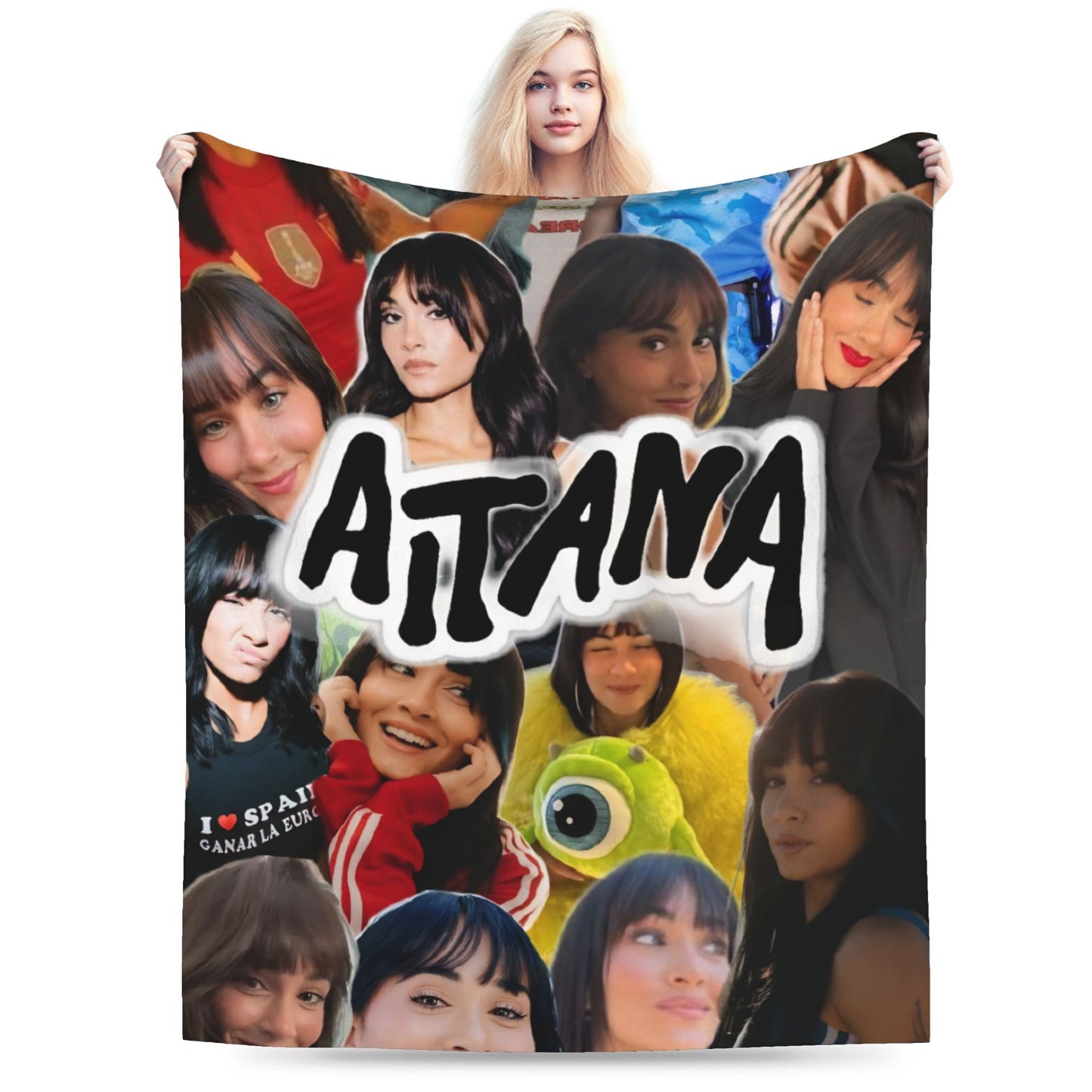 Aitanaed Singer Alpha Album Cobertores Ultra-Macios de Lã Coral de Pelúcia, Presente Relaxante, Mantas, Colchas